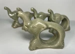 6 Celadon Ceramic Guardian Elephant Novica Napkin Holders Crackled Glaze. Fixed Price $42.00.