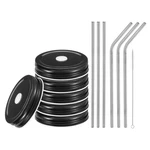 Uxcell 13PCS Stainless Steel Mason Jar Lids With Straw Hole, 70MM Metal Black. Fixed Price $23.08.