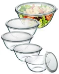 Glass Mixing Bowls With Lids Set Of 5(4.78QT,2.2QT,1.7QT,1.1QT,0.85QT),THICK .... Fixed Price $47.99.