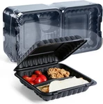 Yangrui Clamshell Food Containers, Shrink Wrap 8 Inch Black 3 Section. Fixed Price $65.99.