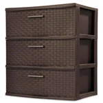 Sterilite Wide 3 Drawer Weave Tower Plastic Storage Organizer, Espresso. Fixed Price $144.99.