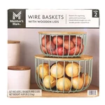 Member's Mark Wire Baskets With Wooden Lids, Set Of 2. Fixed Price $37.99.