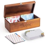 Tidita Acacia Large Recipe Box With 100 Cards 4X6, 8 Dividers - Wooden R.... Fixed Price $70.51.