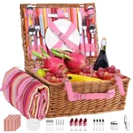 Neti Wicker Picnic Basket For 4 With Insulated Cooler & Waterproof Blank.... Fixed Price $83.48.