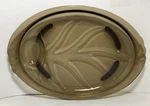 Pyrex Oval Tree Of Life Meat Food Platter Amber Color Footed Vintage Made Usa. Fixed Price $18.99.