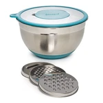 Stainless Steel Mixing Bowl With Non-slip Bottom, Lid And 3 Interchangeable G.... Fixed Price $61.07.