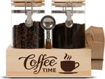 Glass Coffee Canister Set With Shelf & Spoon 2 Piece Containers For. Fixed Price $58.49.