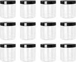 Lawei 12 Pack Plastic Jars With Lids, 16 Oz Clear Storage Black Screw. Fixed Price $29.22.