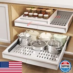 Seinloes Pull Out Cabinet Organizer, 13-21"W X 17-24"D, Rails, No-drill. Fixed Price $97.67.