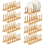 8 Pcs Bamboo Wooden Plate Rack Dish Drying Pot Lid Holder Stand Kit.... Fixed Price $43.91.