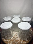 Luminarc Clear Highball Glasses Set 6 -10 Panel Drink Tumblers W/ Lids 5 3/8. Fixed Price $55.00.