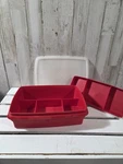 Vintage Tupperware Tuppercraft Red 3 Piece Stow-n-go 767 Organizer Box With Tray. Fixed Price $18.95.