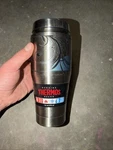 Thermos Brand Silver 16 Oz. Stainless Steel Insulated Travel Tumbler. Fixed Price $14.00.