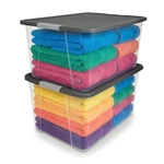 Homz 2-PACK Secure Latch, Clear Plastic Storage Organizer Bins, 64 Quart, Gra.... Fixed Price $76.55.