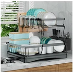7 Code Large Dish Drying Rack For Kitchen Counter, Detachable 2 Tier, Black. Fixed Price $38.75.