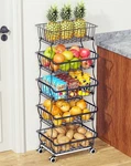 Keep Produce Fresh Longer - 5 Tier Stackable Storage Cart With Wheels. Fixed Price $89.99.