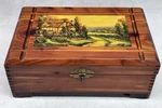 Handmade Cedar Jewelry Box Dovetail Cottage Scene Wood Trinket Chest 10. Fixed Price $29.67.