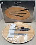 Berghoff Eclipse Stainless Steel 4-PIECE Cheese Knives And Round Wood Board Set. Fixed Price $34.95.