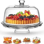 Royalty Art Glass Cake Stand Dome 6-IN-1 Convertible Plate Punch Bowl Chip. Fixed Price $85.92.