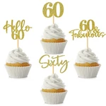 48PCS 60TH Birthday Cupcake Toppers Glitter Hello Fabulo.... Fixed Price $15.76.