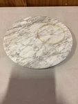 15 Marble Lazy Susan Turntable For Kitchen, Arabescato White With Stain. Fixed Price $65.00.
