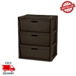 Sterilite Wide 3DRAWER Cross Weave Tower, Espresso Plastic Storage Organizer Bin. Fixed Price $28.99.