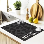 Black Leopard Print Dish Drying Mat, Trendy Cheetah Absorbent Drai.... Fixed Price $17.21.