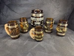 Vintage Amber Glass Barrel Souvenir Mug Lot (set Of 6) Featuring Authentic.... Fixed Price $21.24.