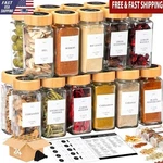 Spice Jars Bamboo Labels Set Fresh Seasoning Organizer Pantry Neatness New. Fixed Price $62.40.