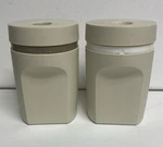 Tupperware Vintage Beige Plastic Salt & Pepper Shakers W/ Lids Small 1471. Fixed Price $11.99.