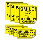 (8 Pack) Smile You're On Camera Stickers Bundle (4) 6"X6" & 2"X4" Durable.... Fixed Price $10.95.