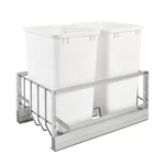 Double Pullout Kitchen Trash Can, 35 Qt Soft-close Waste Container, Silver/white. Fixed Price $653.99.
