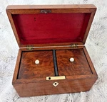 Charming Antique Small Georgian English Oak Wooden Tea Caddy, Twin Compartment. Fixed Price $159.91.