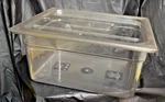 Steam Table, Pan, 1/2 Cambro, 6 " Deep, 9 Qt, Clear, Plastic, Buffet, W/lid. Fixed Price $19.75.