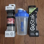 Gostak 3&4 Pak Black Portable Stackable Storage Containers W/blue Blender Bottle. Fixed Price $27.99.