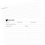Recipe Cards - Minimalist Heart Design (set Of 50) Classic Black & White .... Fixed Price $23.60.