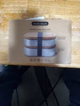Black + Blum Stainless Steel Double Bento Box Almond/grey. Fixed Price $50.00.