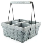 Gray Wood Basket Caddy, Rustic Farmhouse 4-COMPARTMENT Carry-all Organizer. Fixed Price $10.99.