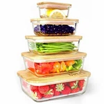 Glass Containers With Bamboo Lids Meal Prep Food Storage. Fixed Price $55.54.