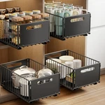 Mustorn 2 Pack Pull Out Cabinet Organizer, Slide 14.76"D*9.65"W*7.48"H, Black. Fixed Price $70.05.