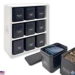 Allspice Tea Organizer Rack With 9 Tins & 160 Magnetic Labels Perfect For. Fixed Price $169.77.