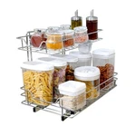 Smart Design Medium Steel 2-TIER Pull Out Cabinet Shelf Chrome, Silver Finish. Fixed Price $50.45.