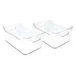 Isaac Jacobs 2-PACK Large Clear Storage Bins (13.5 X10 X6 ) W/handles Plastic. Fixed Price $39.01.