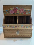 Pioneer Woman Wooden Floral Box Tea Bag , Coffee Pods Holder. Fixed Price $75.95.
