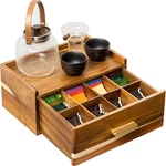 Stylish Acacia Wood Tea Bag Organizer & Storage Box For Countertop Display. Fixed Price $82.99.