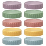 10 Colored Plastic Lids, 70MM Inner Diameter, Regular Mouth With Silicone Rin.... Fixed Price $13.11.