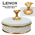 Lenox China April Birthstone Trinket Box Oval Ivory Gold Treasures Collection. Fixed Price $22.00.