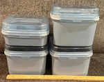 Tupperware Blue Modular Mates #1620-2 & #1619-4 Square Hinged Flip Lid Storage. Fixed Price $59.95.