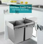 Myoyay Double Pull Out Lidded Waste Trash Containers X 21 (42 Quart). Fixed Price $124.99.