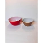 Pyrex Mixing Bowls Set Of 2 Red Brown White Vintage Kitchenware. Fixed Price $57.41.
